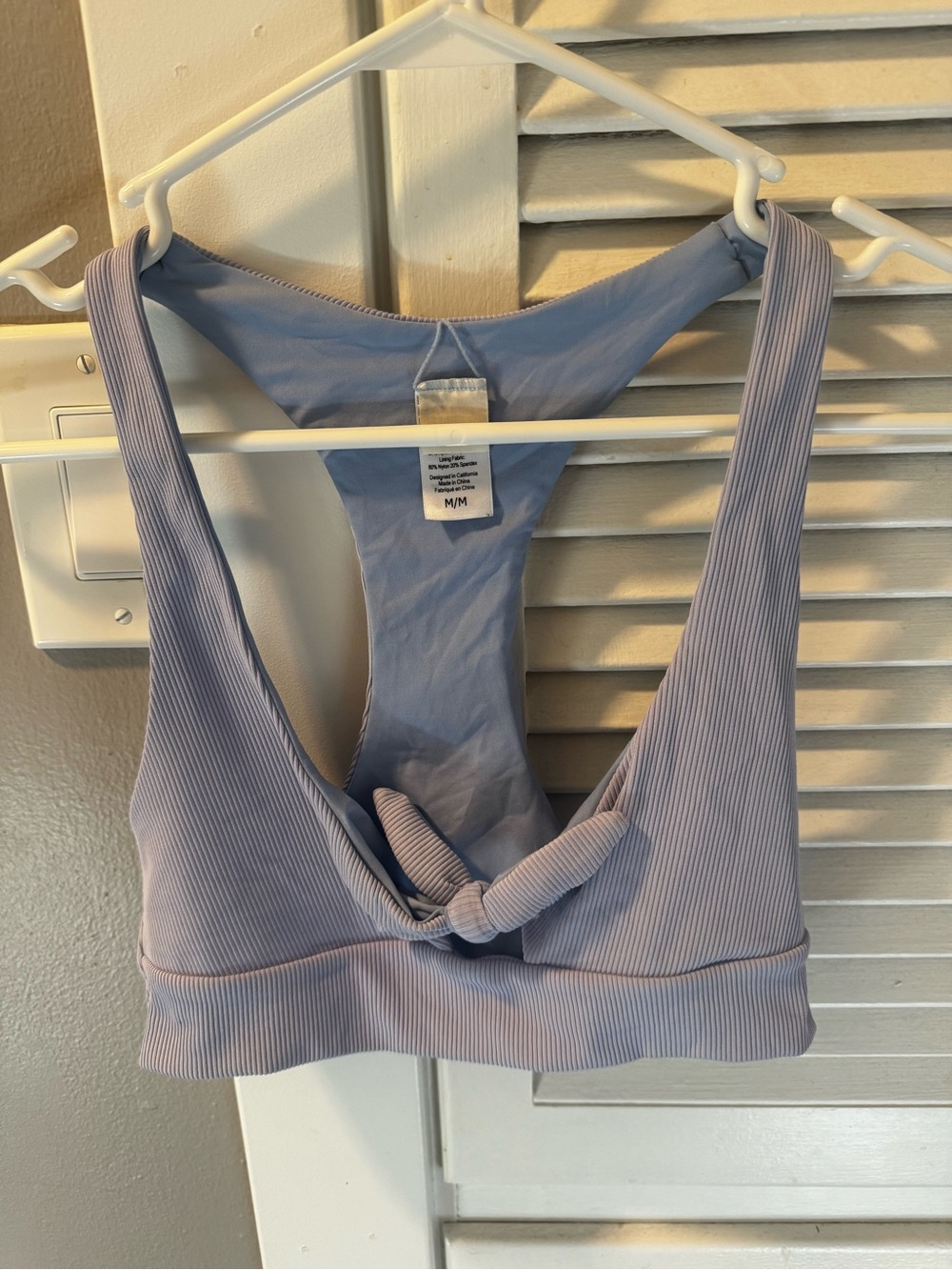 l*space Ribbed Knot-Front Bralette in Light Lavender